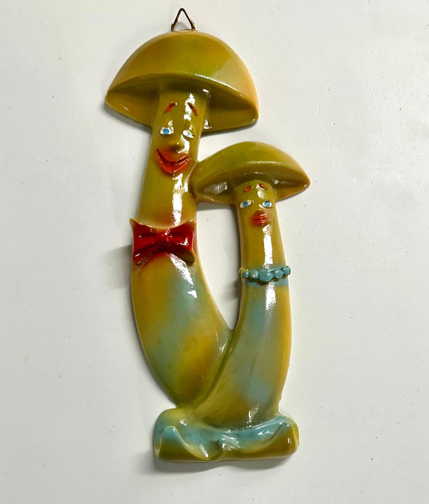 Wall Art Mushroom Couple, Kitsch, Green / Yellow