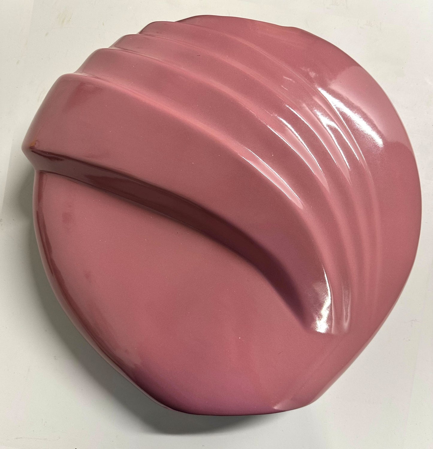 1980's Post Modern, Large Pink Ceramic Vase with Draped Lines