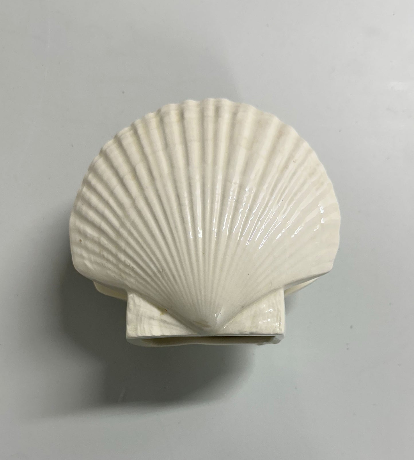 1980's Ceramic Ivory Speckled Sea Shell Napkin Holder