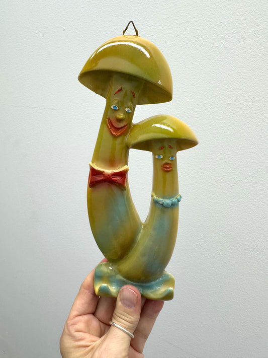 Wall Art Mushroom Couple, Kitsch, Green / Yellow