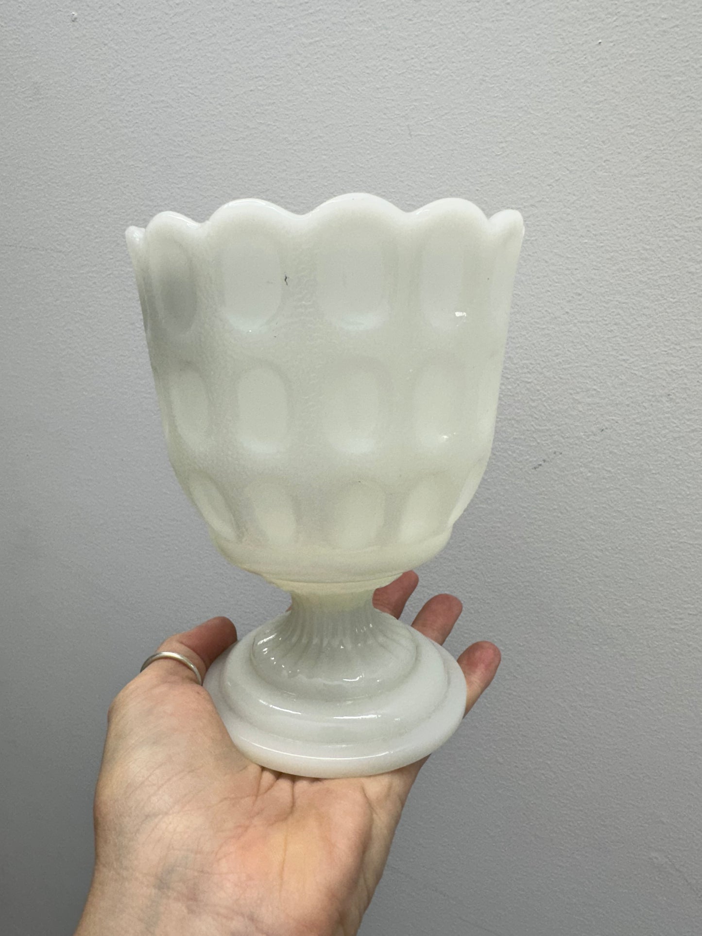 1960's EO Brody Milk Glass Pedestal Planter