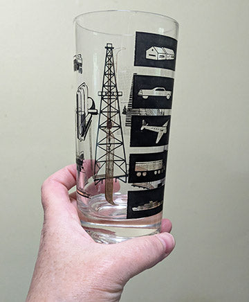 1950/60 MCM Cera Highball Glass-Transportation Theme